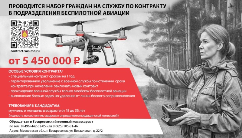 Проводится набор граждан на службу по контракту в подразделения беспилотной авиации