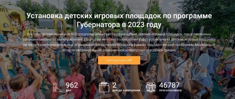 Два дня осталось до завершения голосования на портале «Добродел» за предполагаемые места размещения детских игровых площадок в Воскресенске