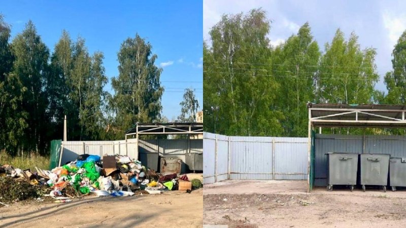  Инспекторы ГУСТ проконтролировали уборку на контейнерной площадке в деревне Губино в Воскресенске 